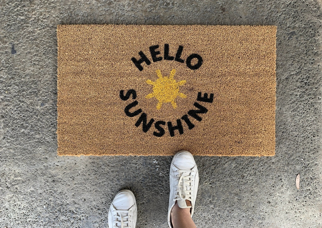 Hello Sunshine Summer Doormat by Nickel Designs Custom Doormats