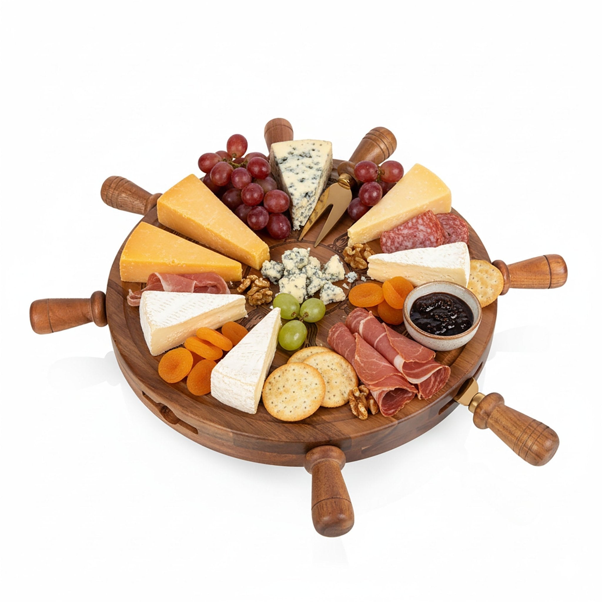 Helmsman Lazy Susan Cheese Board with Tool Set Core La Vie Bien Helmsman Lazy Susan Cheese Board with Tool Set