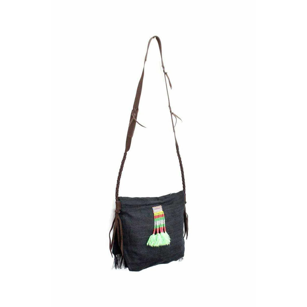 Hemp Diamond Cross - body Embroidered Fabric Purse - Thailand Bags La Vie Bien Hemp Diamond Cross - body Embroidered Fabric Purse - Thailand