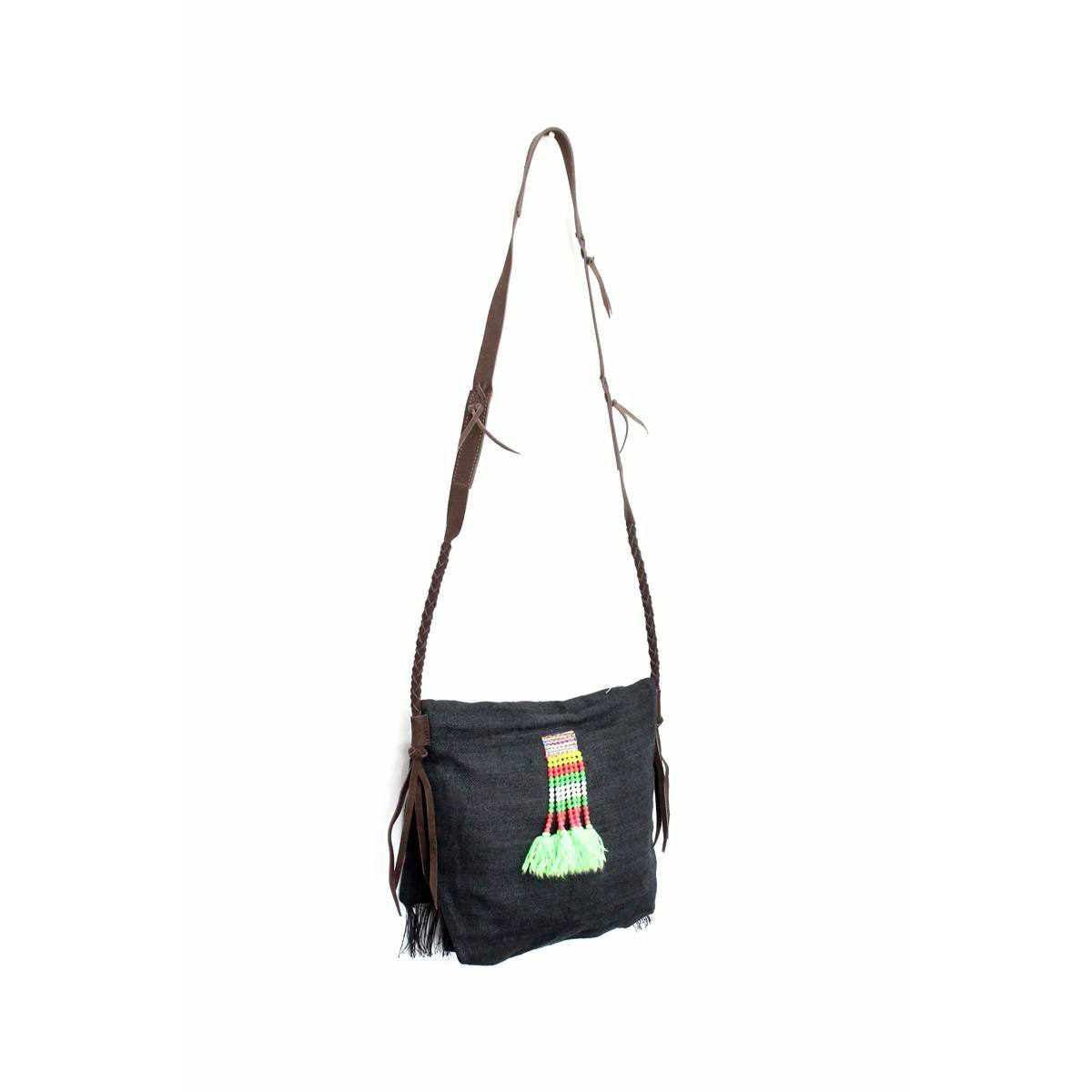 Hemp Diamond Cross - body Embroidered Fabric Purse - Thailand Bags La Vie Bien Hemp Diamond Cross - body Embroidered Fabric Purse - Thailand