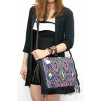 Hemp Diamond Cross - body Embroidered Fabric Purse - Thailand Bags La Vie Bien Hemp Diamond Cross - body Embroidered Fabric Purse - Thailand