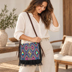 Hemp Diamond Cross-body Embroidered Fabric Purse - Thailand Crossbody La Vie Bien Hemp Diamond Cross-body Embroidered Fabric Purse - Thailand