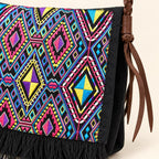 Hemp Diamond Cross-body Embroidered Fabric Purse - Thailand Crossbody La Vie Bien Hemp Diamond Cross-body Embroidered Fabric Purse - Thailand
