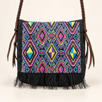 Hemp Diamond Cross-body Embroidered Fabric Purse - Thailand Crossbody La Vie Bien Hemp Diamond Cross-body Embroidered Fabric Purse - Thailand