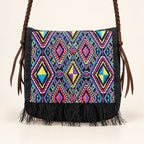 Hemp Diamond Cross-body Embroidered Fabric Purse - Thailand Crossbody La Vie Bien Hemp Diamond Cross-body Embroidered Fabric Purse - Thailand