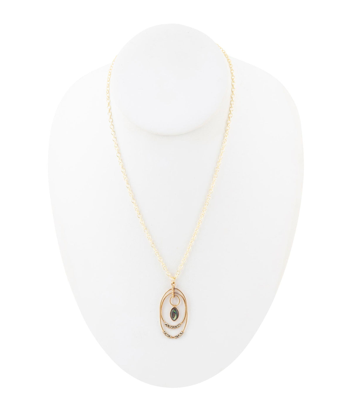 Henley Blue Abalone Golden Pendant Necklace Necklaces La Vie Bien Henley Blue Abalone Golden Pendant Necklace
