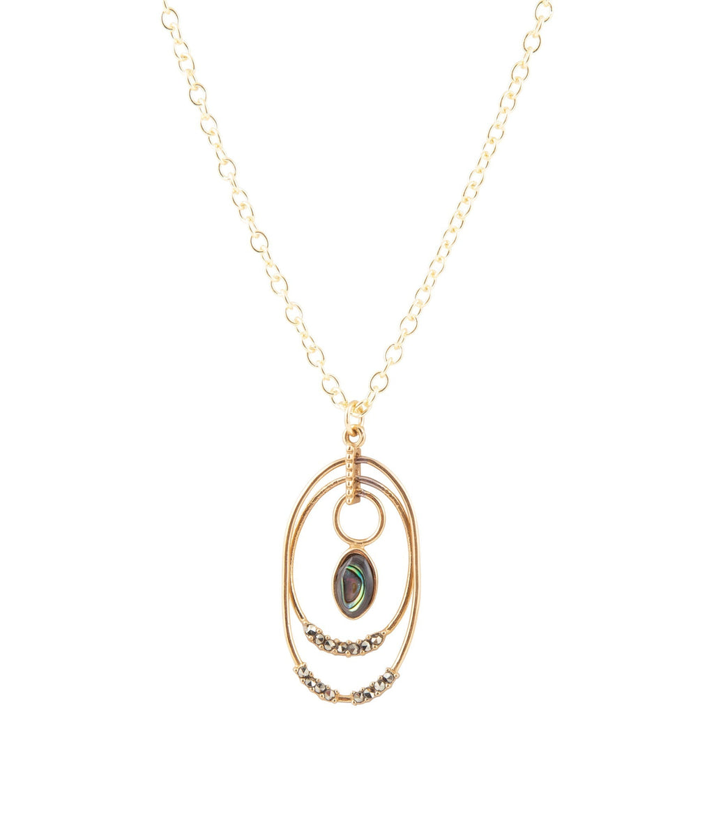 Henley Blue Abalone Golden Pendant Necklace Necklaces La Vie Bien Henley Blue Abalone Golden Pendant Necklace
