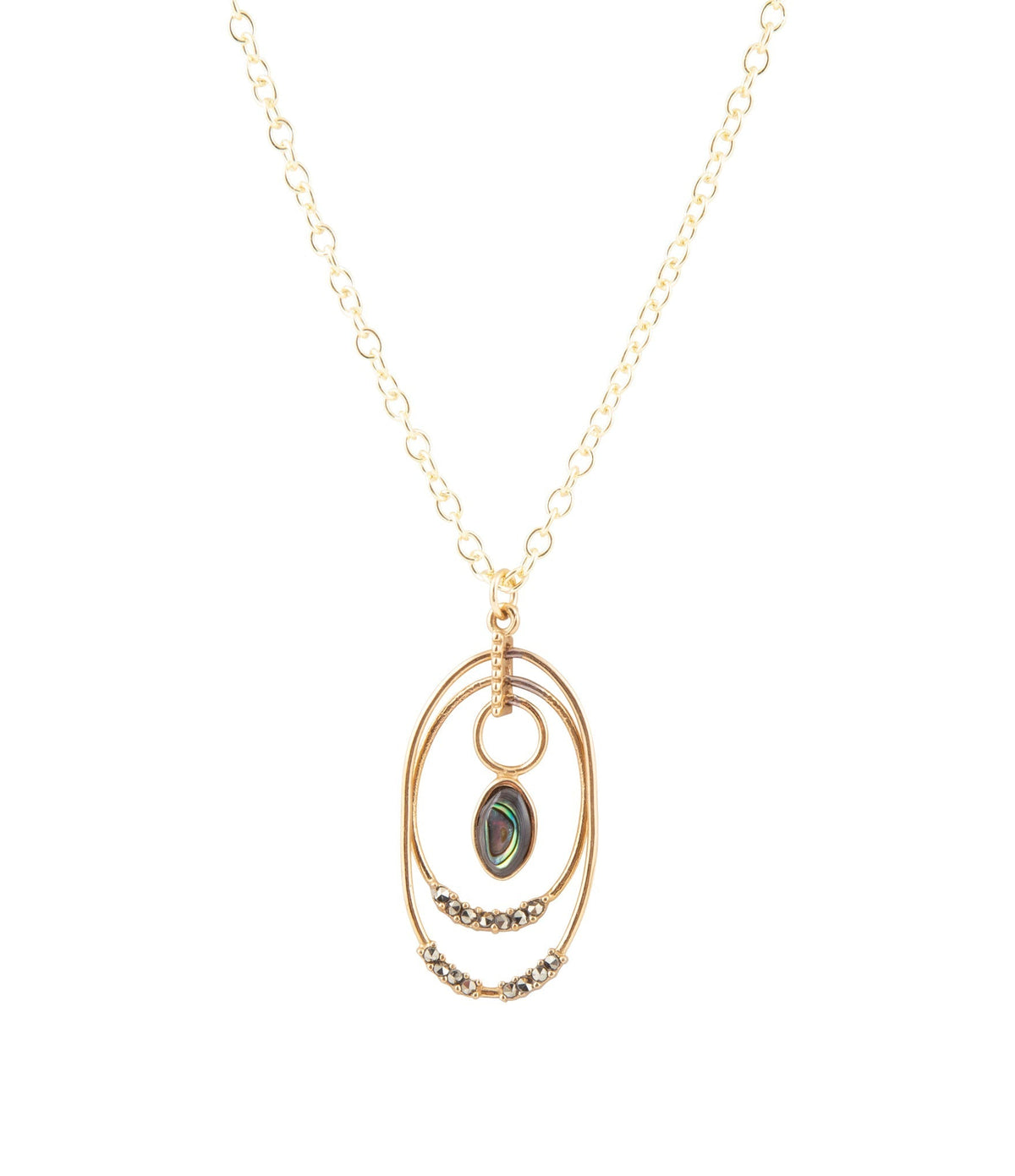 Henley Blue Abalone Golden Pendant Necklace Necklaces La Vie Bien Henley Blue Abalone Golden Pendant Necklace