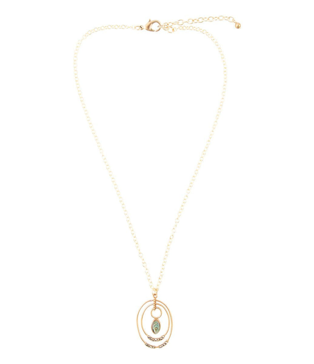 Henley Blue Abalone Golden Pendant Necklace Necklaces La Vie Bien Henley Blue Abalone Golden Pendant Necklace