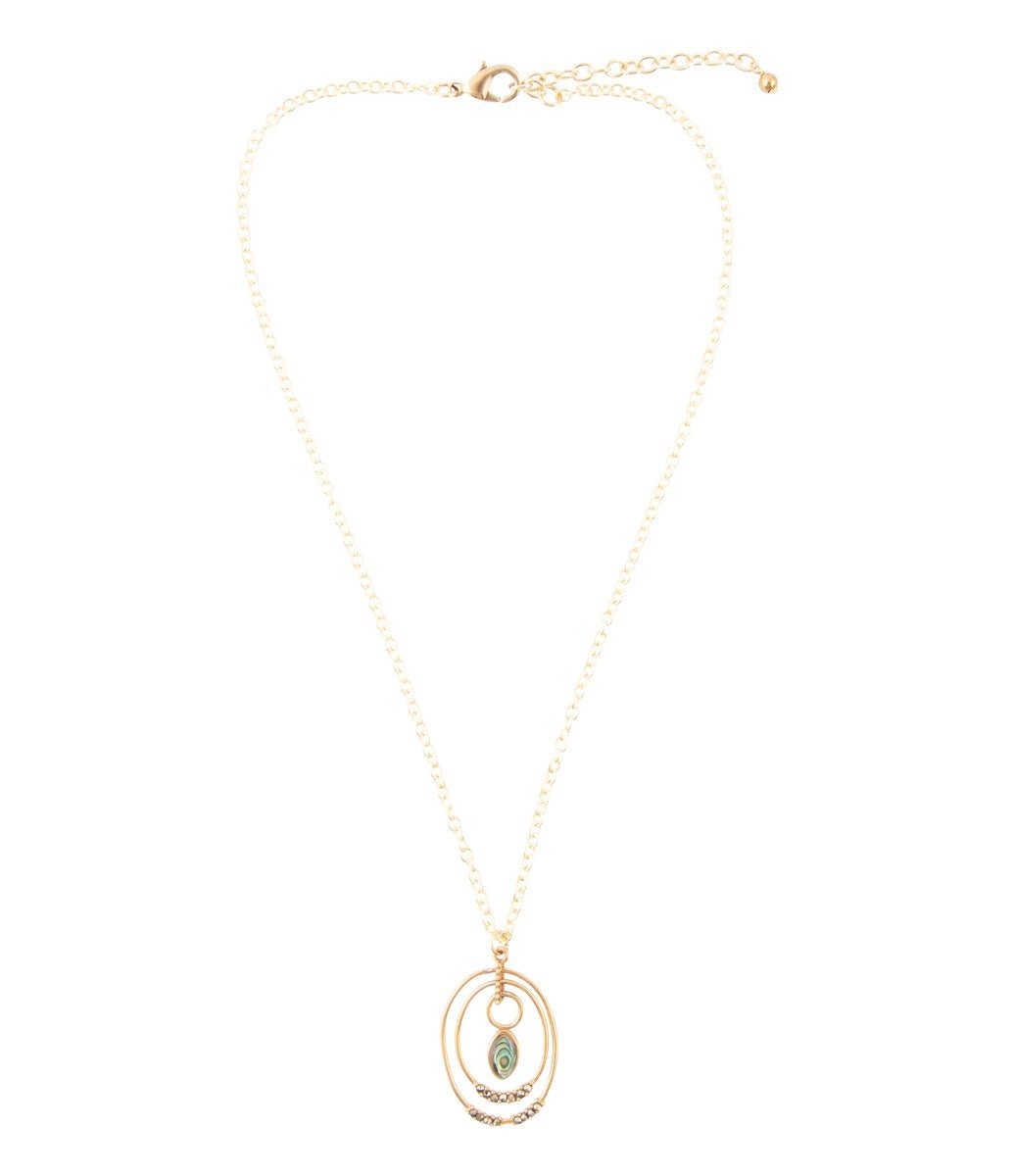 Henley Blue Abalone Golden Pendant Necklace Necklaces La Vie Bien Henley Blue Abalone Golden Pendant Necklace