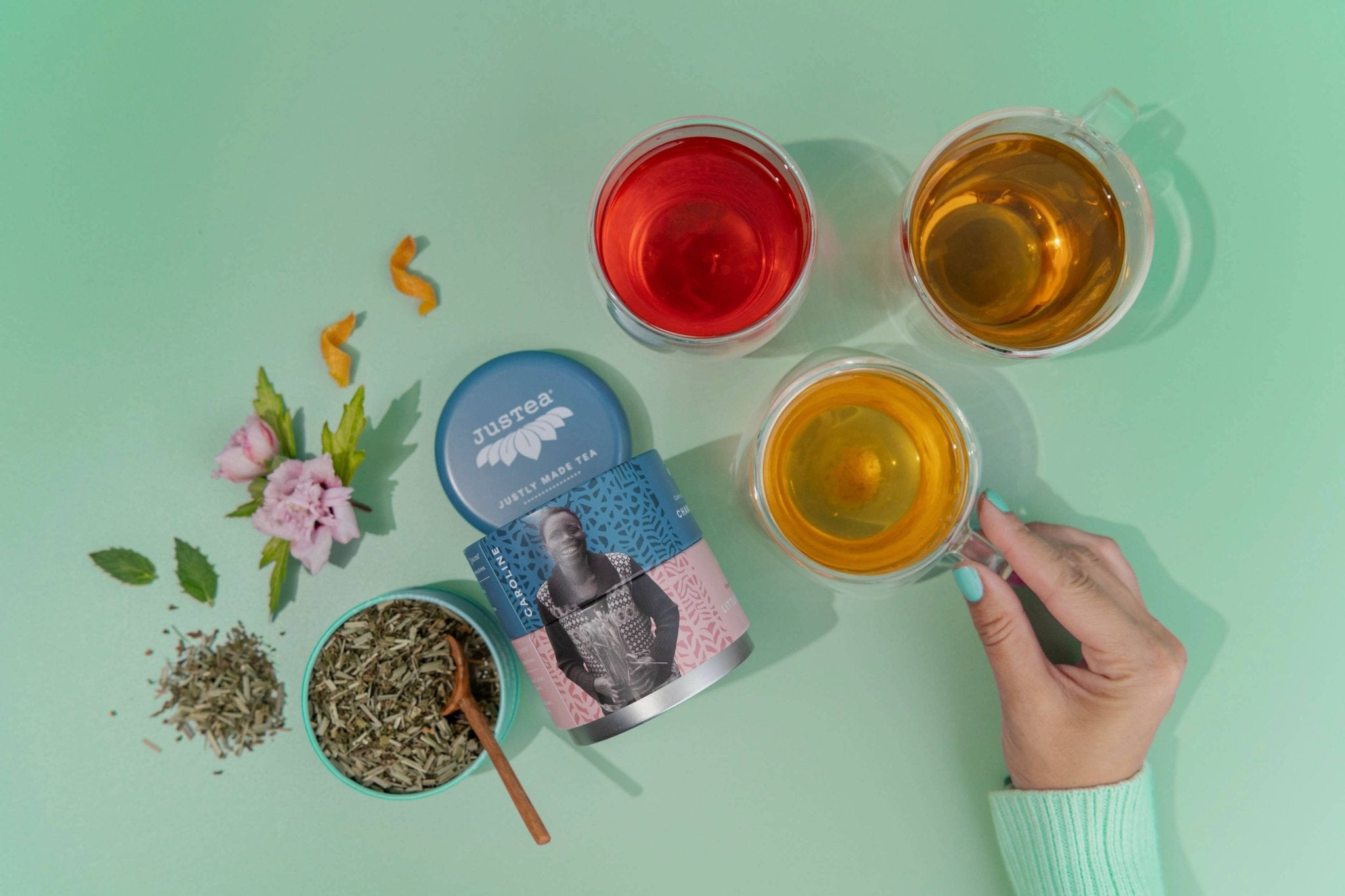 Herbal Tea Trio Tin & Spoon - Organic, Fair-Trade Tea Gift by Ethical Trade Co