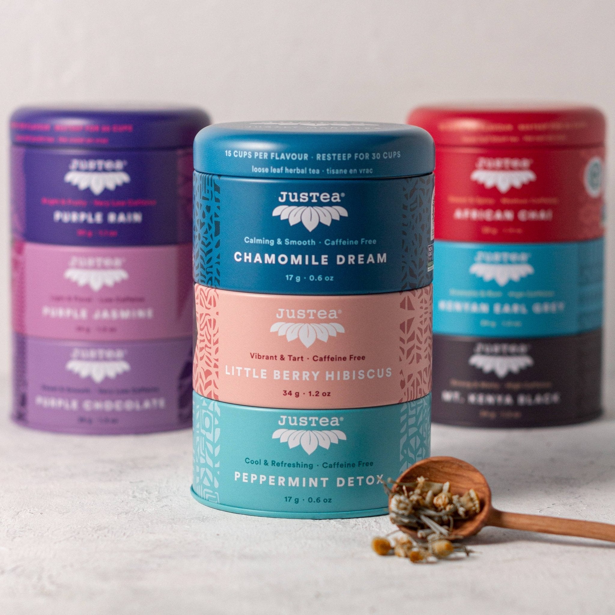 Herbal Tea Trio Tin & Spoon - Organic, Fair-Trade Tea Gift by Ethical Trade Co