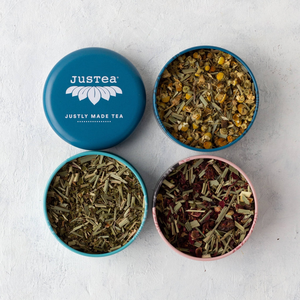 Herbal Tea Trio Tin & Spoon - Organic, Fair-Trade Tea Gift by Ethical Trade Co