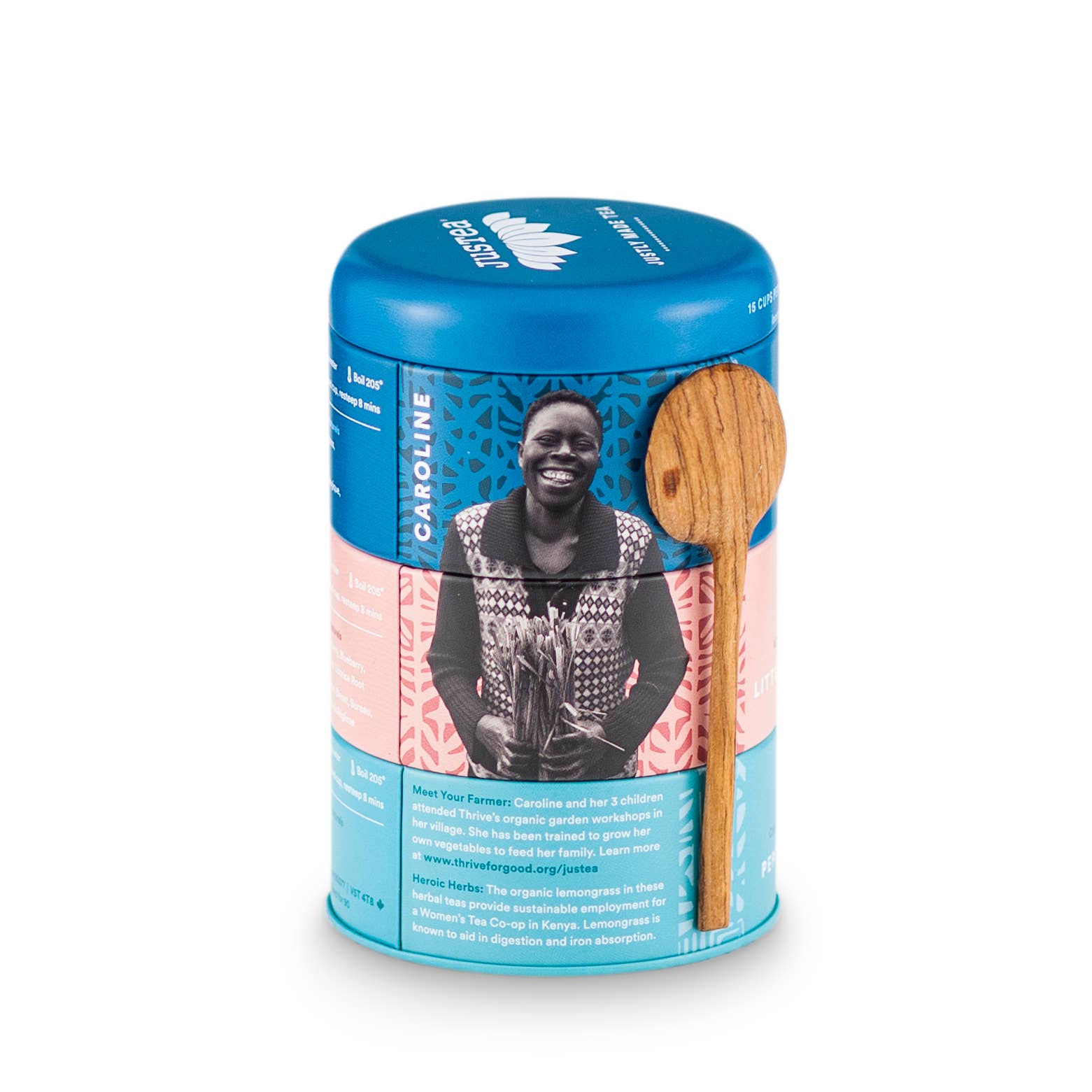 Herbal Tea Trio Tin & Spoon - Organic, Fair-Trade Tea Gift by Ethical Trade Co