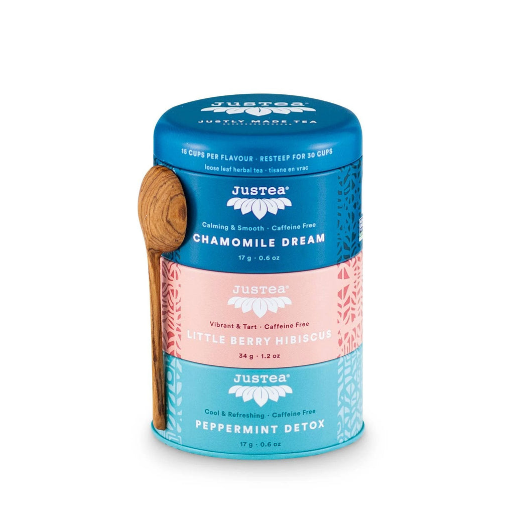 Herbal Tea Trio Tin & Spoon - Organic, Fair-Trade Tea Gift by Ethical Trade Co