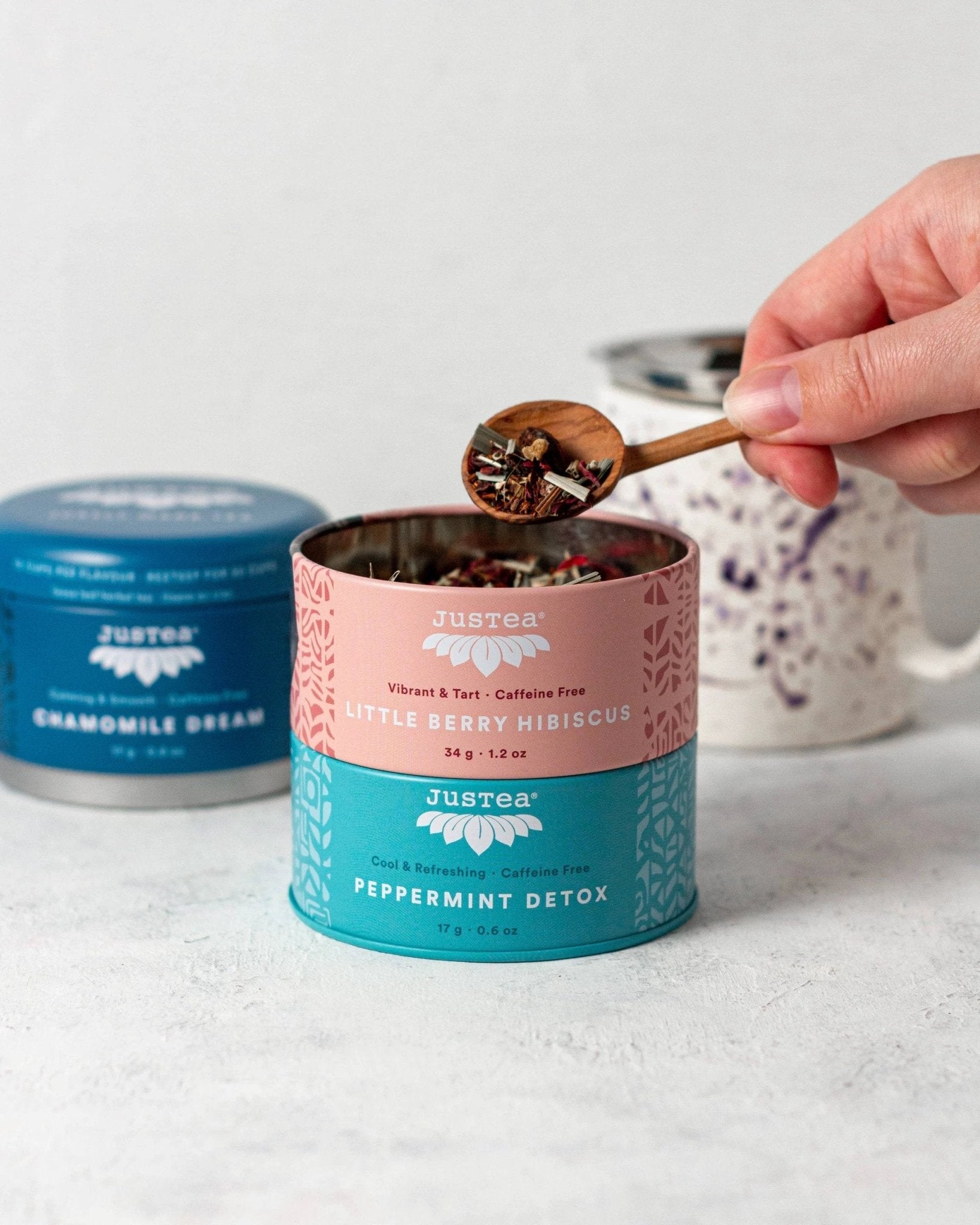 Herbal Tea Trio Tin & Spoon - Organic, Fair-Trade Tea Gift by Ethical Trade Co