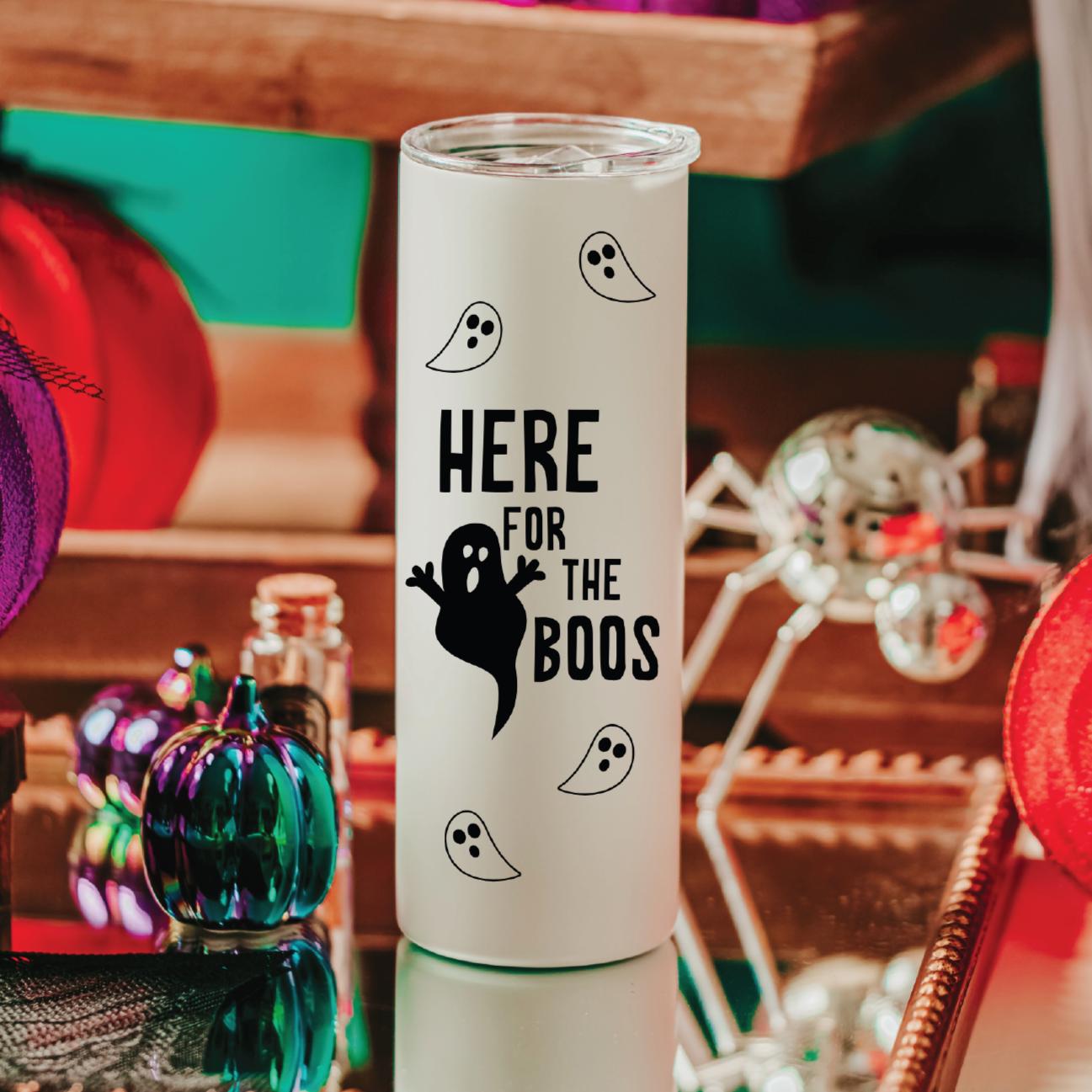 Here for the Boos Funny Glow in the Dark Halloween Tumbler Drinkware La Vie Bien Here for the Boos Funny Glow in the Dark Halloween Tumbler