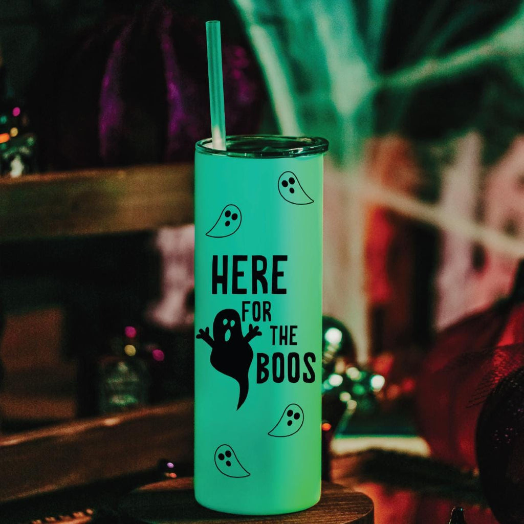 Here for the Boos Funny Glow in the Dark Halloween Tumbler Drinkware La Vie Bien Here for the Boos Funny Glow in the Dark Halloween Tumbler