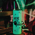 Here for the Boos Funny Glow in the Dark Halloween Tumbler Drinkware La Vie Bien Here for the Boos Funny Glow in the Dark Halloween Tumbler