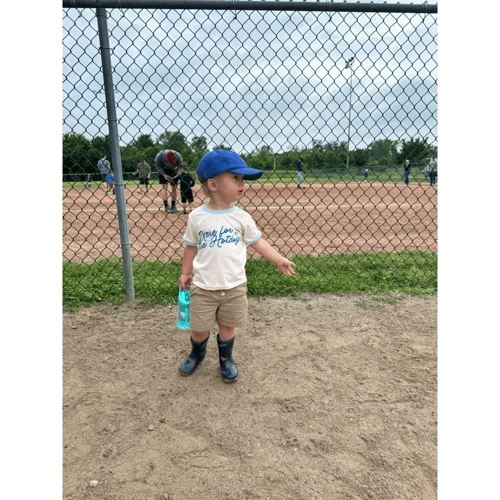 Here for the Hotdogs Organic Cotton Kids Baseball Tee by Polished Prints