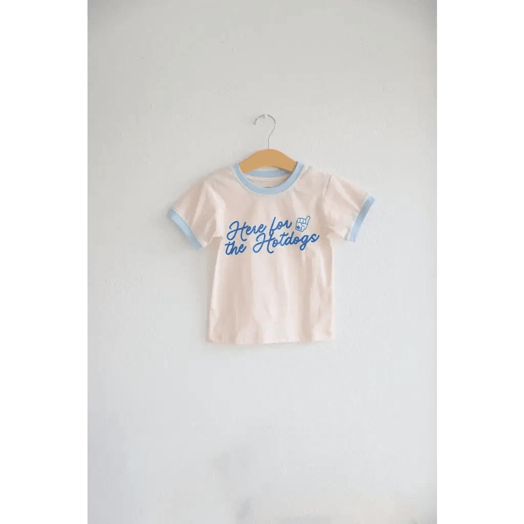Here for the Hotdogs Organic Cotton Kids Baseball Tee by Polished Prints