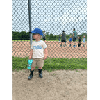 Here for the Hotdogs Organic Cotton Kids Baseball Tee by Polished Prints