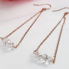 Herkimer Diamond Bar Dangle Earrings Crystal Earrings La Vie Bien Herkimer Diamond Bar Dangle Earrings