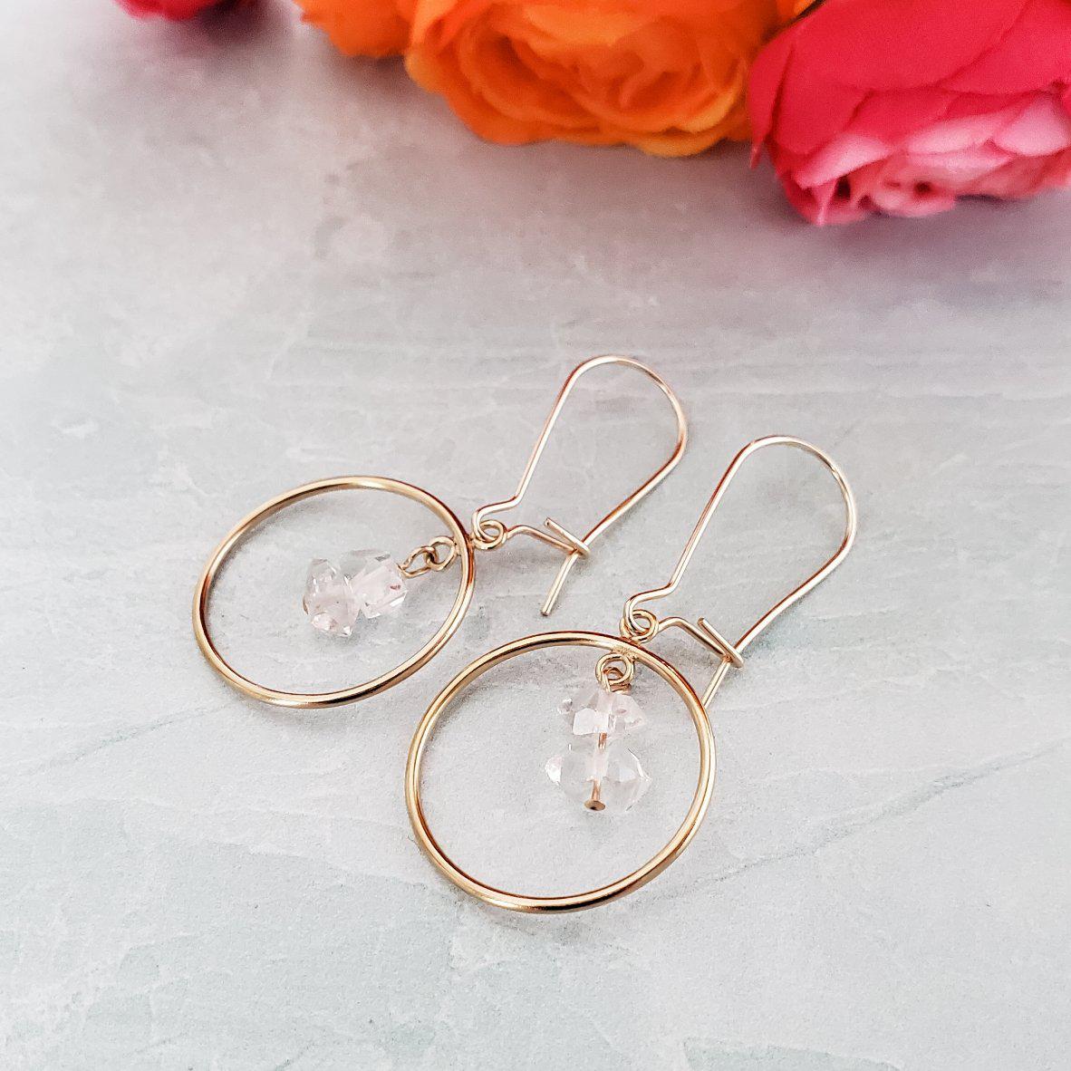 Herkimer Diamond Chandelier Hoop Earrings Crystal Earrings La Vie Bien Herkimer Diamond Chandelier Hoop Earrings