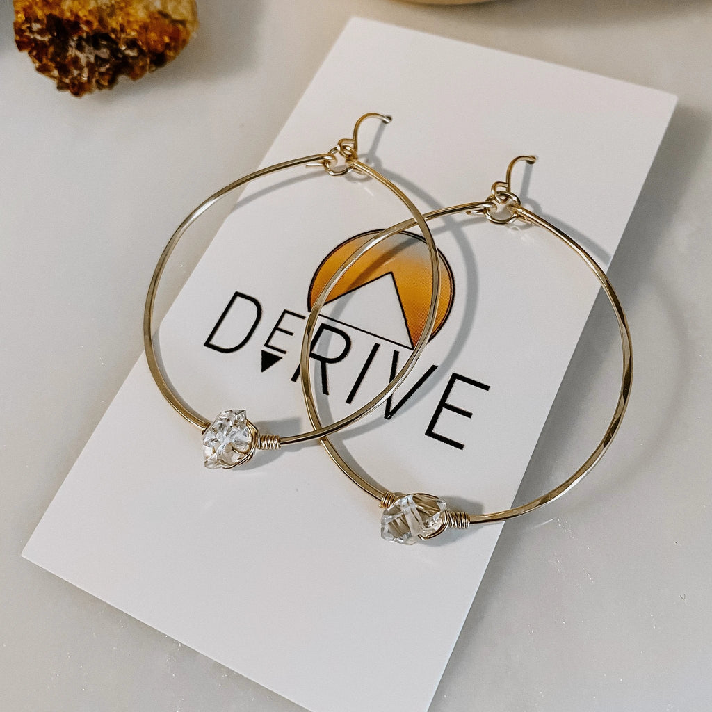 Herkimer Diamond Hoop Earrings by Derive Jewelry