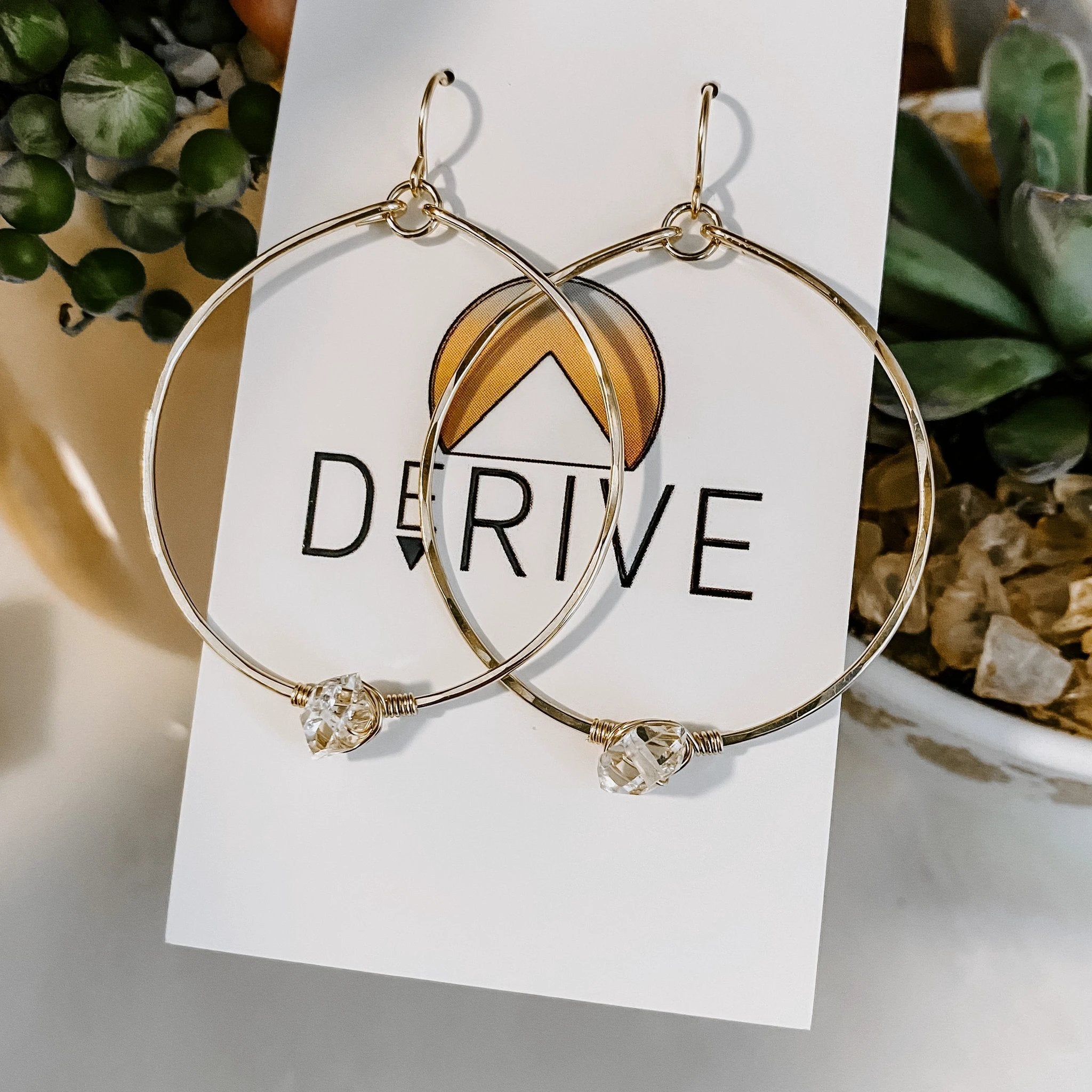 Herkimer Diamond Hoop Earrings by Derive Jewelry