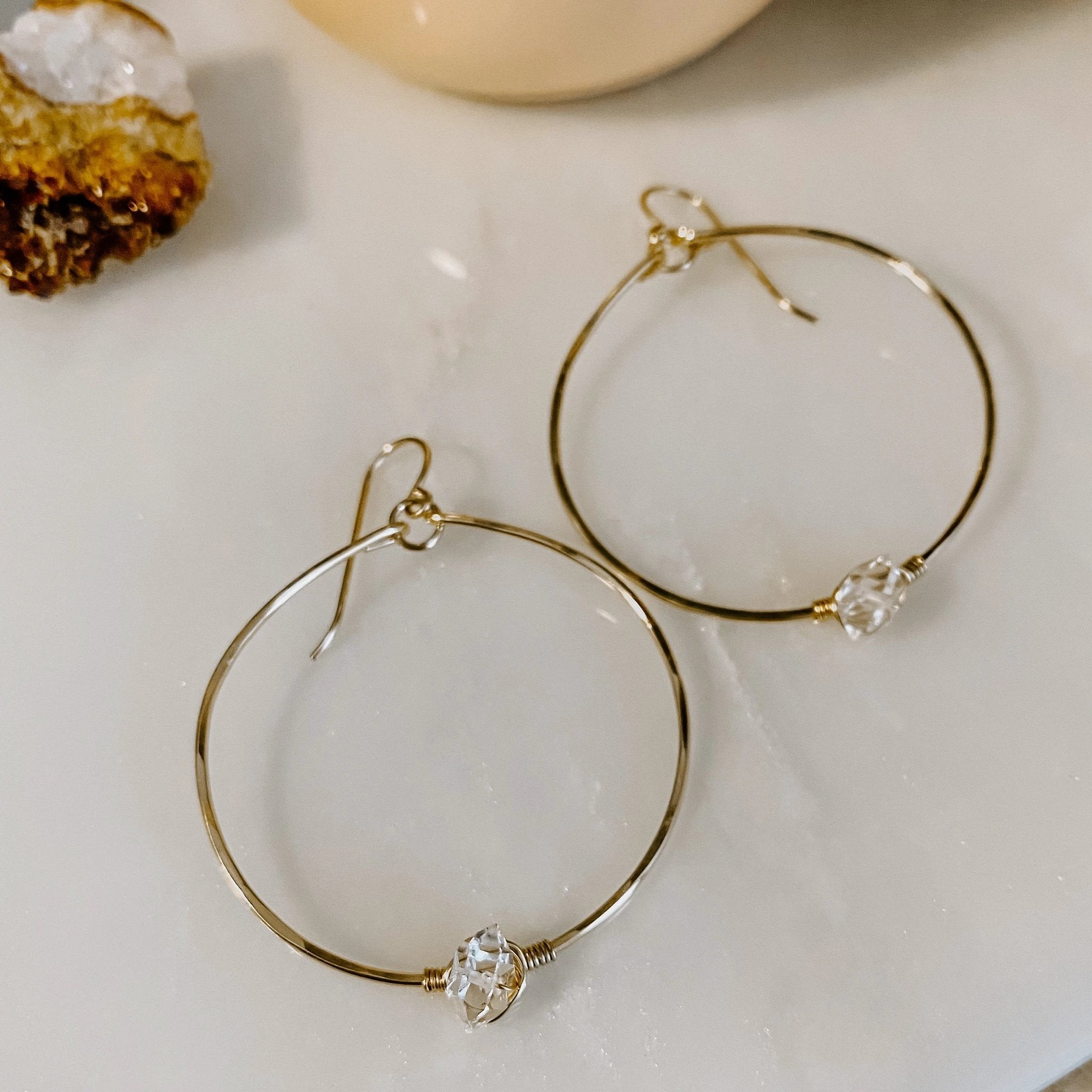 Herkimer Diamond Hoop Earrings by Derive Jewelry
