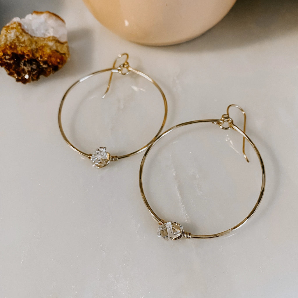 Herkimer Diamond Hoop Earrings by Derive Jewelry