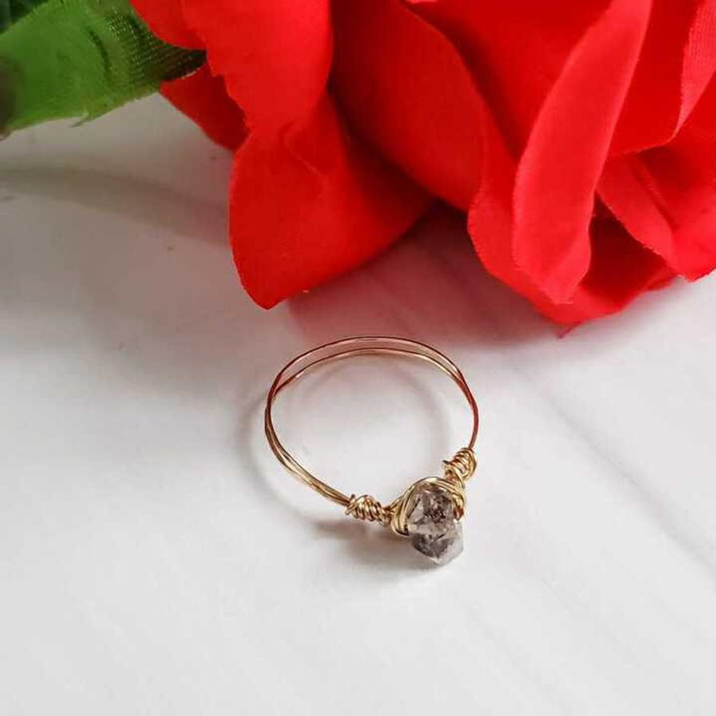 Herkimer Diamond Wire Wrapped Stacking Ring Finger Rings La Vie Bien Herkimer Diamond Wire Wrapped Stacking Ring