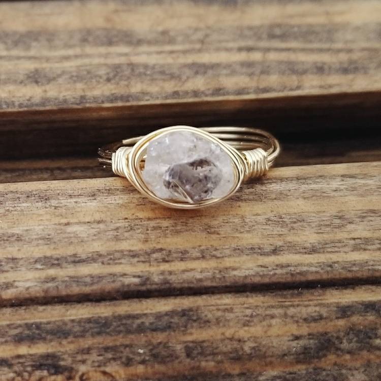 Herkimer Diamond Wire Wrapped Stacking Ring Finger Rings La Vie Bien Herkimer Diamond Wire Wrapped Stacking Ring
