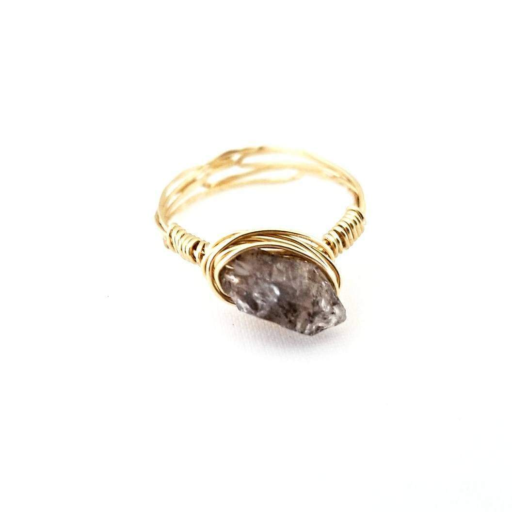 Herkimer Diamond Wire Wrapped Stacking Ring Finger Rings La Vie Bien Herkimer Diamond Wire Wrapped Stacking Ring