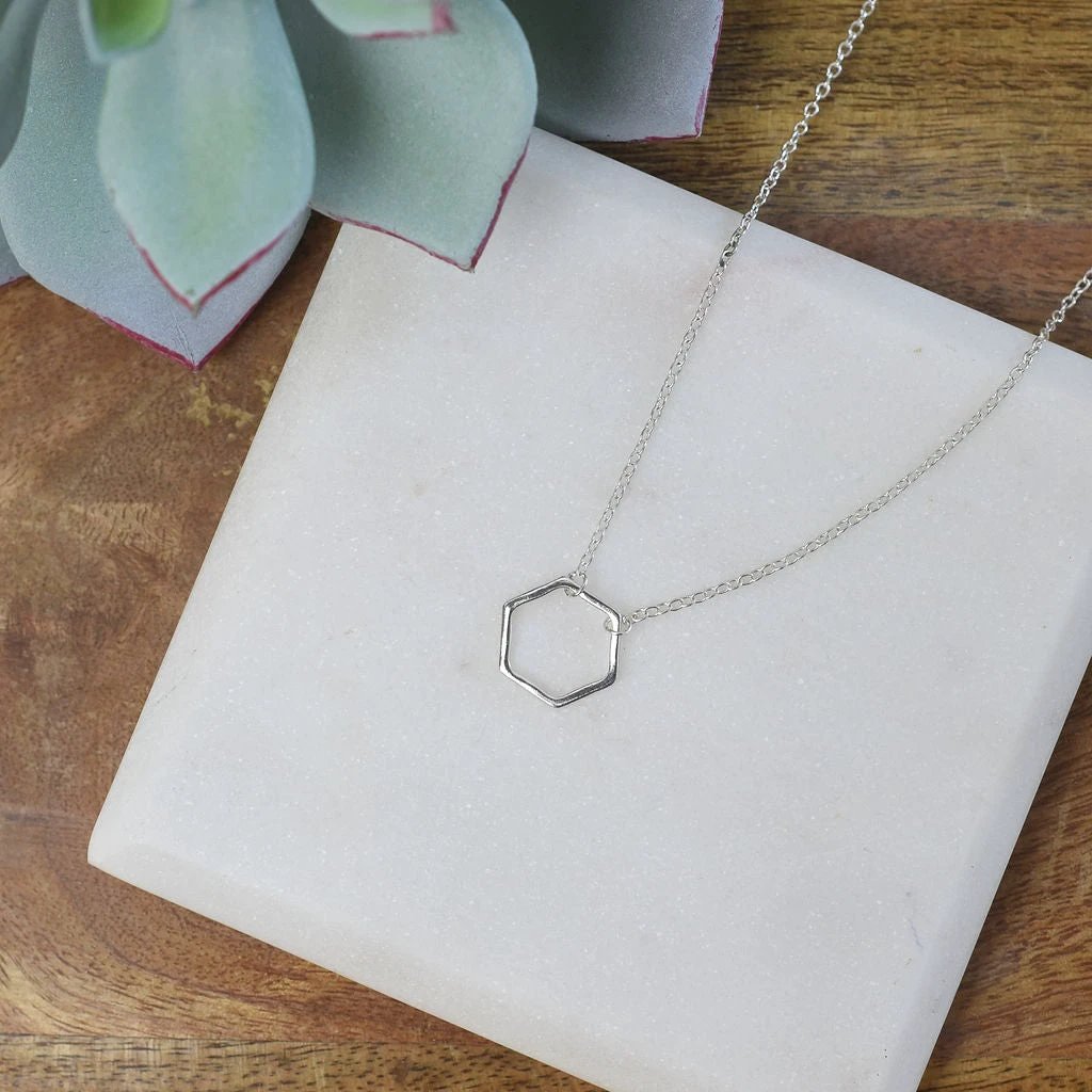 Hexagon Pendant Necklace by Lemons and Limes Boutique