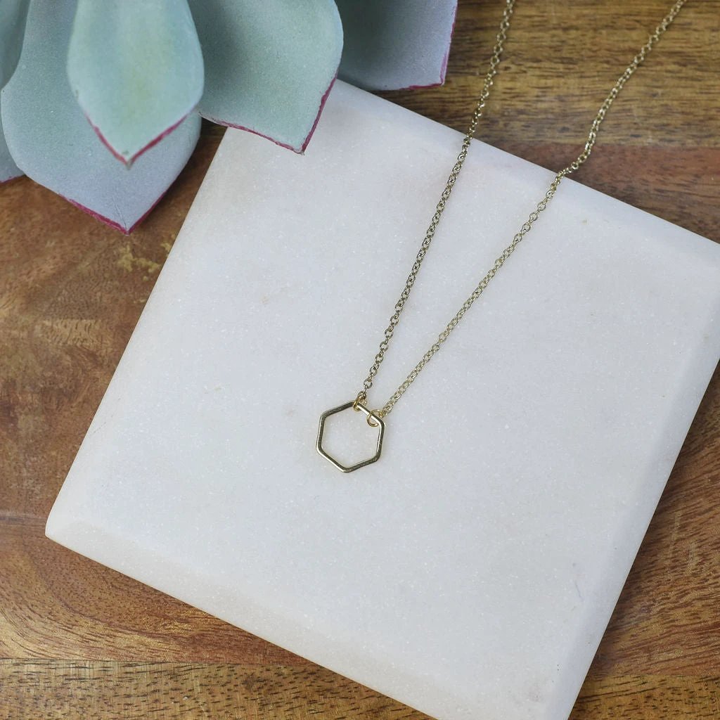 Hexagon Pendant Necklace by Lemons and Limes Boutique