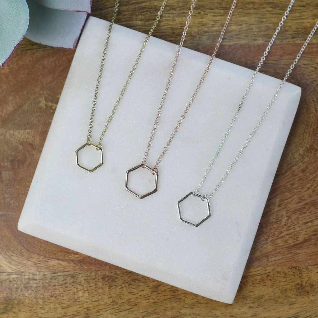 Hexagon Pendant Necklace by Lemons and Limes Boutique