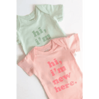 Hi, I'm New Here Mint Organic Cotton Baby Onesie by Polished Prints