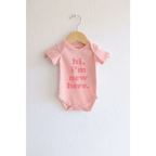Hi, I'm New Here Pink Organic Cotton Baby Onesie by Polished Prints
