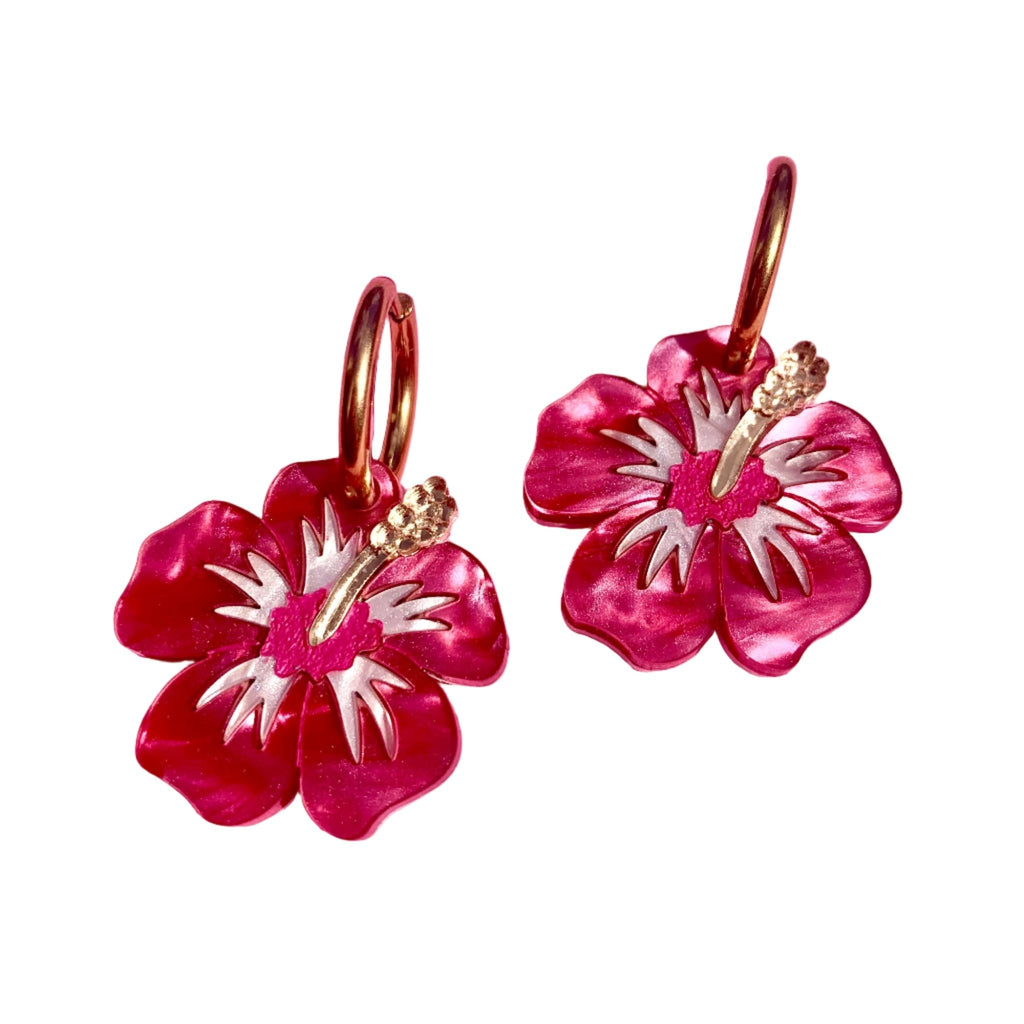 Hibiscus Flower Acrylic Earrings Earrings La Vie Bien Hibiscus Flower Acrylic Earrings