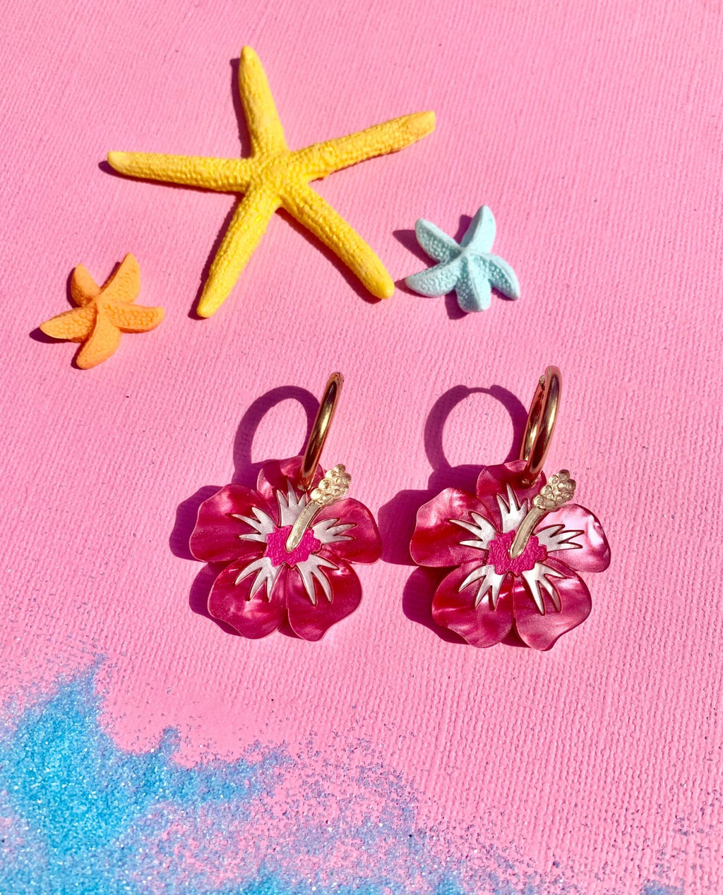 Hibiscus Flower Acrylic Earrings Earrings La Vie Bien Hibiscus Flower Acrylic Earrings