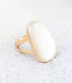 High Class White Mother of Pearl Golden Ring by Barse Jewelry