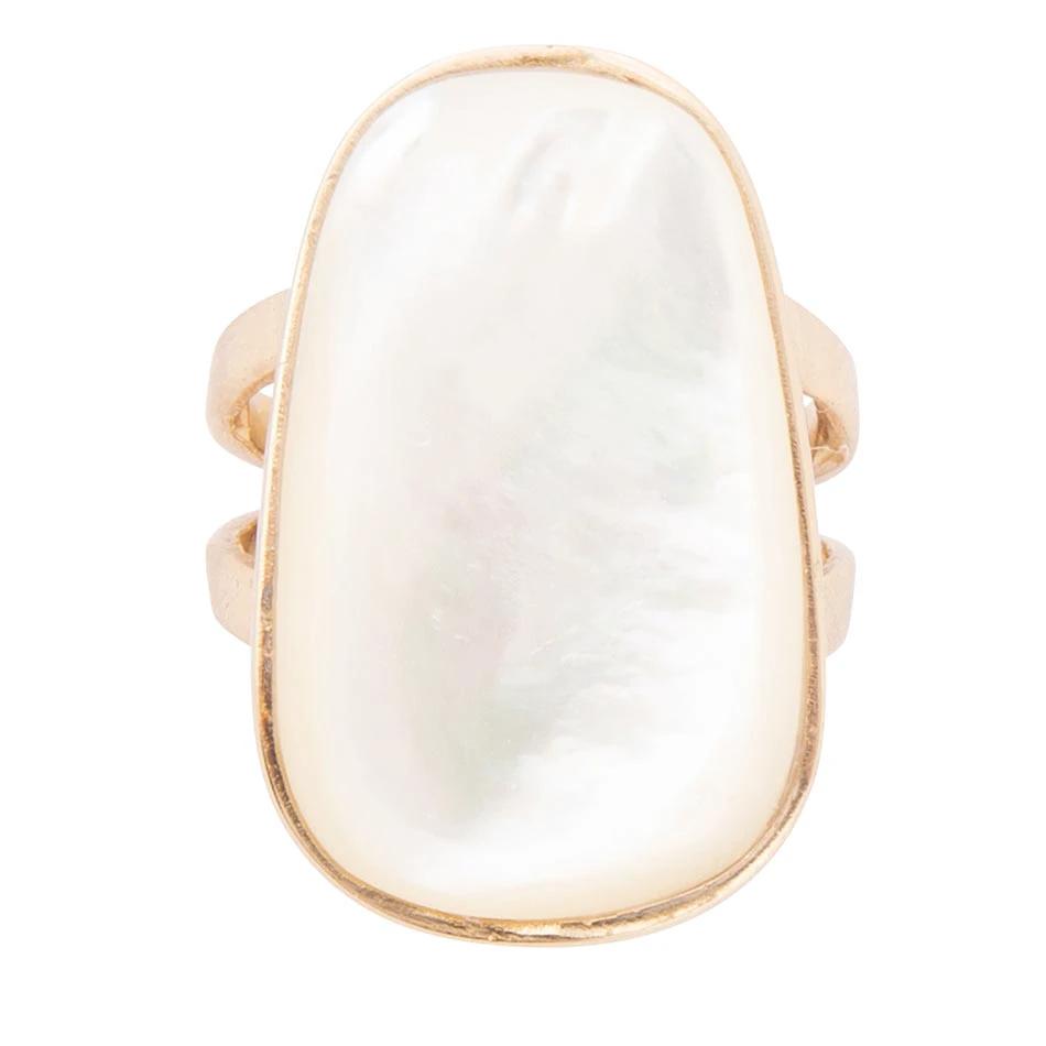 High Class White Mother of Pearl Golden Ring by Barse Jewelry