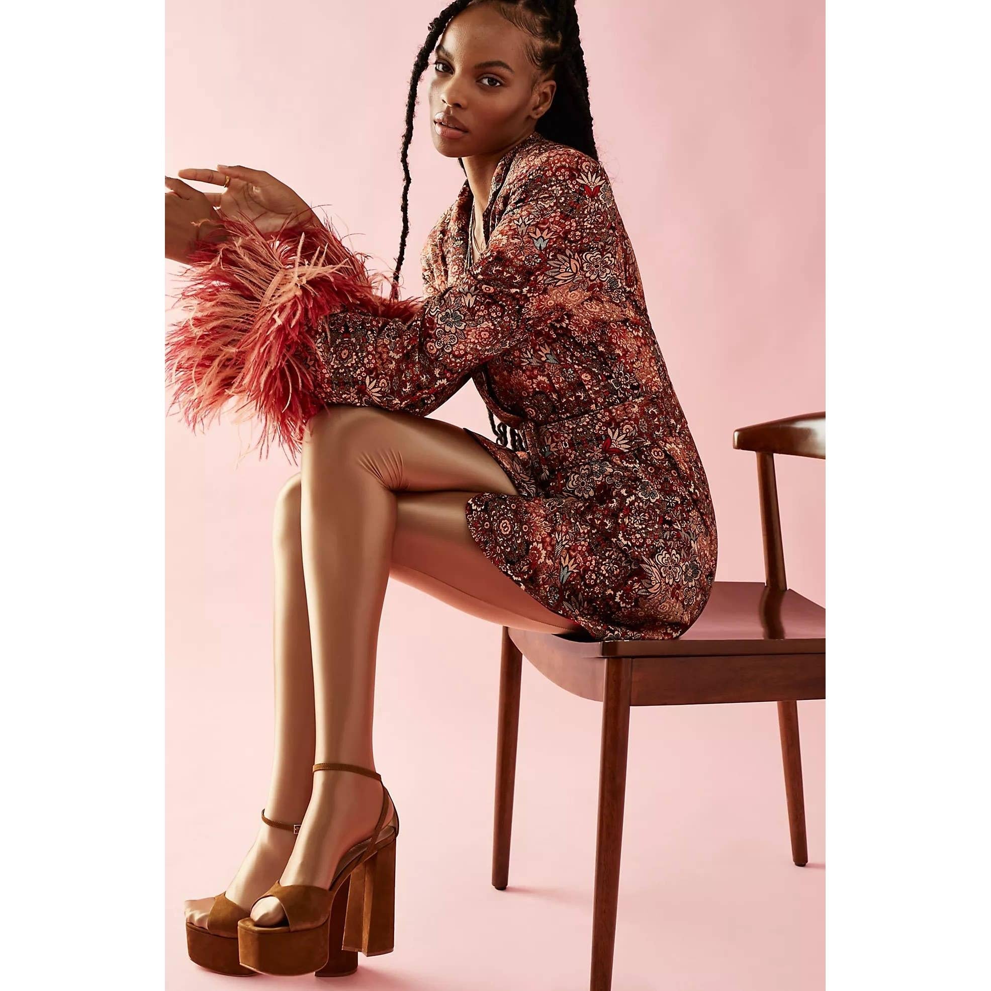 High Heel Jungle Liquid Mercury Tights in Tan or Black [Sizes SM - ML]