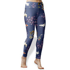 High Waist Yoga Leggings - "Sakura dreams" Cherry blossoms, koi fish, and cranes Leggings La Vie Bien High Waist Yoga Leggings - "Sakura dreams" Cherry blossoms, koi fish, and cranes