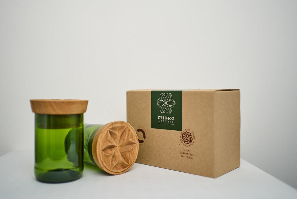 Hiliki Jar - Dark Green - Large (set of 2) La Vie Bien Hiliki Jar - Dark Green - Large (set of 2)