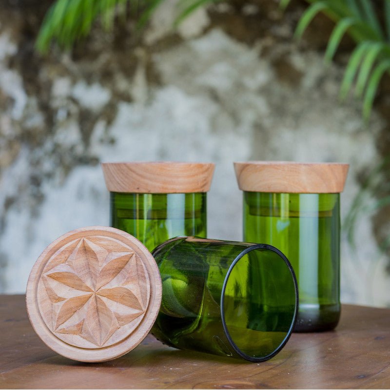 Hiliki Jar - Dark Green - Large (set of 2) La Vie Bien Hiliki Jar - Dark Green - Large (set of 2)