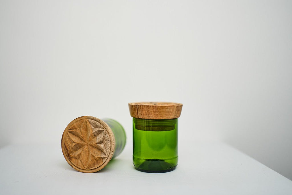 Hiliki Jar - Dark Green - Medium (set of 2) La Vie Bien Hiliki Jar - Dark Green - Medium (set of 2)