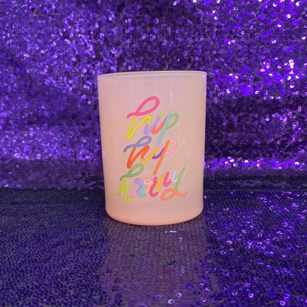 Hip Hip Hooray Double Old Fashioned Cocktail Glass | Classic Tinted Pink Glass | 12 oz by The Bullish Store